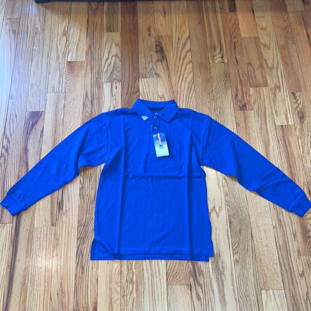 NEW Men's 100% Cotton Long Sleeve Polo Shirt BLUE  XS  XSMALL